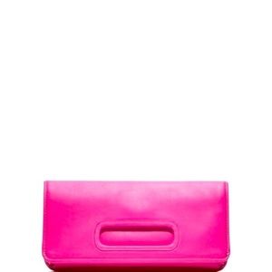 Coach hot pink foldover clutch tan fabric interior